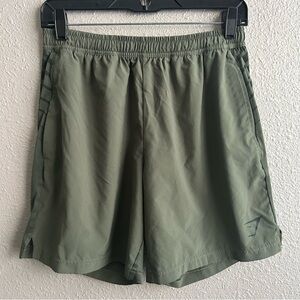 Gymshark Olive Green Sport Stripe 7” Athletic Gym Shorts